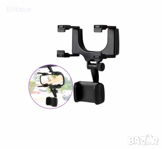 Въртяща се на 360 градуса стойка за кола за телефон,закрепване за огледало за обратно виждане, снимка 6 - Стойки, 3D очила, аксесоари - 52870905