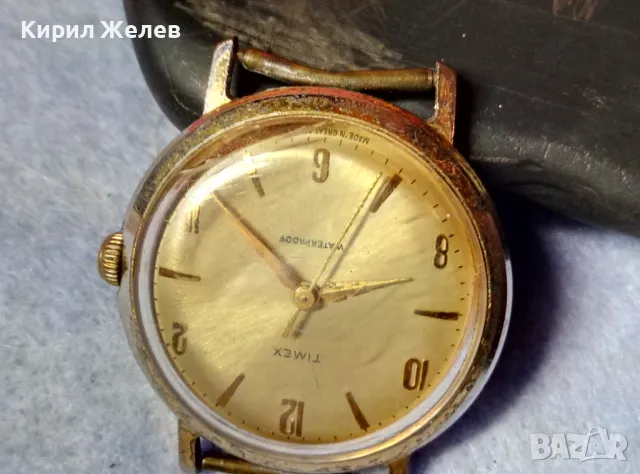 TIMEX WATERPROOF MADE in GREAT BRITAIN Стар ПОЗЛАТЕН АНГЛИЙСКИ РЪЧЕН ЧАСОВНИК ТАЙМЕКС РАБОТЕЩ 49587, снимка 3 - Антикварни и старинни предмети - 48467257