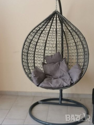 Ратанова Люлка Градинска Водоустойчива MORRIS Тип Яйце Сив три цвята възглавници по избор ПРОМОЦИЯ, снимка 3 - Столове - 33110052
