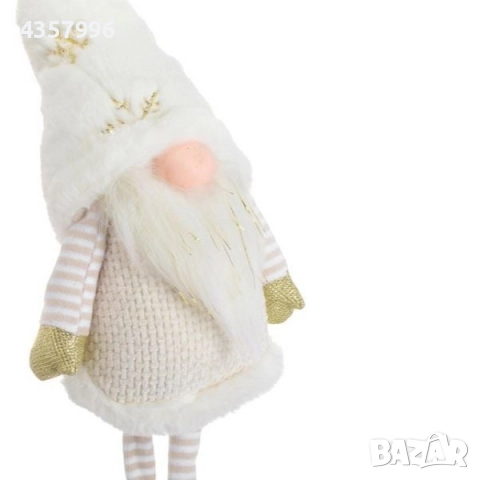 Коледна фигурка - джудже с екрю раирани крака и екрю палтоо, снимка 3 - Декорация за дома - 52392758