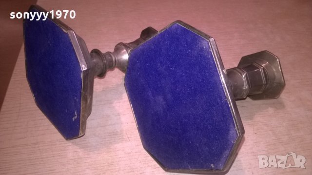 свещници сив/син цвят 2бр-внос франция-13х12х12см, снимка 2 - Колекции - 26693120