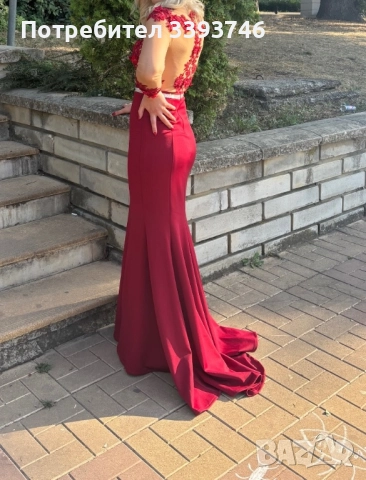 червена дълга рокля , снимка 3 - Рокли - 52591620