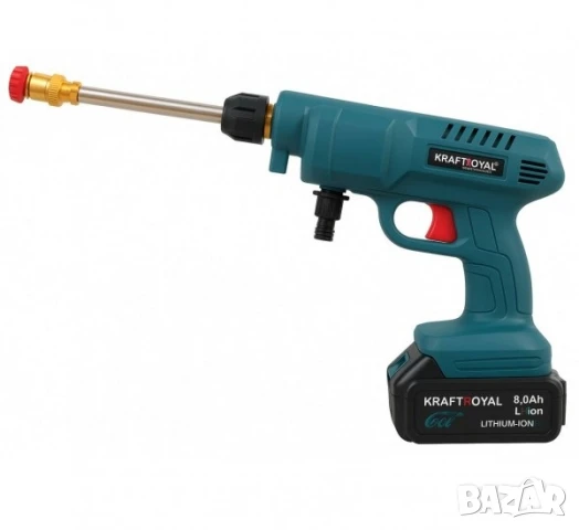 Водоструйка Kraft Royal, акумулаторна, зелена, 36VDC, 8Ah, 30bar, к-т, снимка 2 - Парочистачки и Водоструйки - 50650915