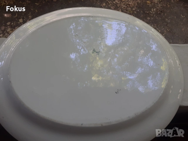 Огромен английски поднос плато порцебан кобалт златен кант, снимка 4 - Антикварни и старинни предмети - 53273985