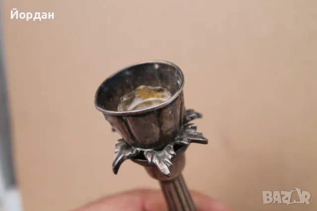 Посребрен свещник, снимка 6 - Антикварни и старинни предмети - 49849137