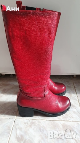 Червени ботуши, естествена кожа, номер 38