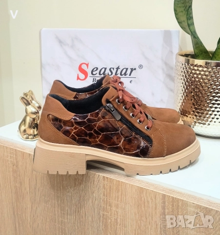 Дамски бежови карамелени велурени кожени обувки Пещера естествена кожа ортопедична стелка 