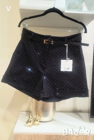 Дамски сет комплект Christine Fashion топ + широк панталон висока талия цял черен бански сандали, снимка 7 - Комплекти - 51363952