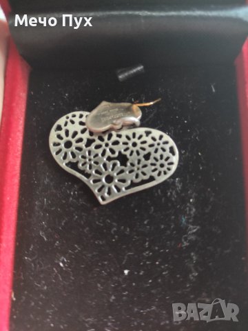 Сребърна висулка сърце с цветя (2), снимка 4 - Колиета, медальони, синджири - 37437634