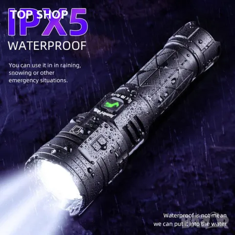 Мощно супер ярко фенерче 4000 лумена USB акумулаторно тактическо 16-клетъчно LED Водоустойчиво, снимка 5 - Гедорета - 49093000