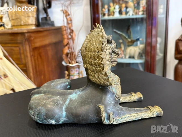 Бронзова фигура на императорски лъв Сингха №7874, снимка 7 - Антикварни и старинни предмети - 53495226