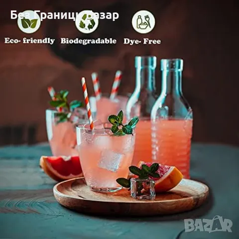 Нови 250 Биоразградими Хартиени Сламки Многоцветни За Парти Напитки, снимка 4 - Други - 47620795