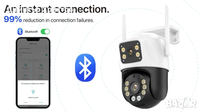 Двойна охранителна камера 2x4MP. Нощно виждане, интернет, снимка 12 - IP камери - 53503098