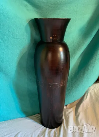 Дървена голяма ваза висока 80 см. Отвор 20 см., снимка 3 - Вази - 47346692