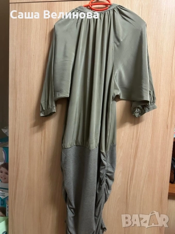 Зелена копринена роба, снимка 2 - Рокли - 51986468