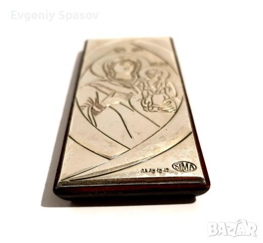 Италианска Сребърна Икона Дева Мария с детето Исус стояща или за закачване на стена., снимка 8 - Икони - 51950520