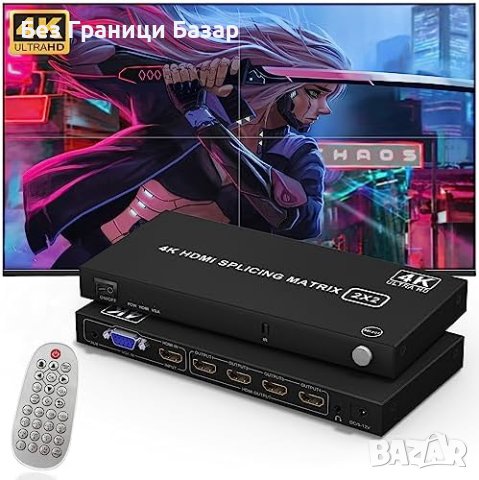 Нов 4K HDMI 2x2 Видеостена Контролер - Висока Резолюция Множество Режими