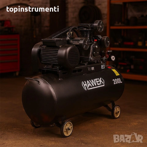 Компресор за въздух 200 л. HAWEK HW-3021, 2.2kW, 8 bar, снимка 5 - Компресори - 53521100