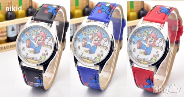 Супер Марио Super Mario 3 цвята  детски ръчен часовник, снимка 2 - Детски - 33541521