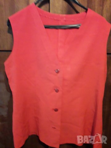 Дамска блуза с копчета без ръкав червена, снимка 4 - Елеци - 33225102