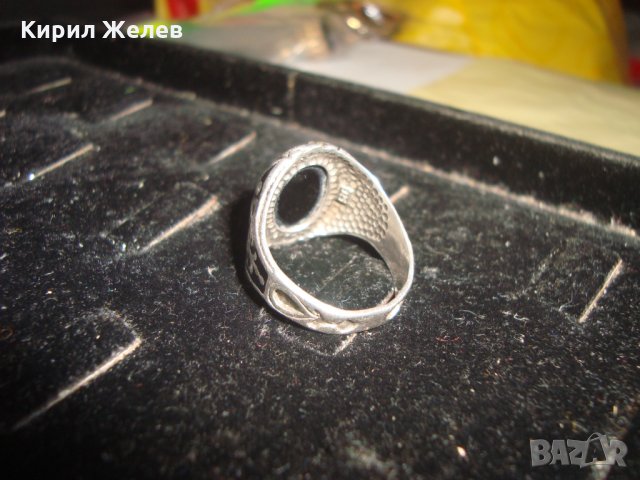 СТАР АНГЛИЙСКИ СРЕБЪРЕН ПРЪСТЕН СРЕБРО 925 НИЕЛО ОРНАМЕНТИКА с ЧЕРЕН АХАТ ФАСЕТИРАН 22279, снимка 16 - Пръстени - 33049568