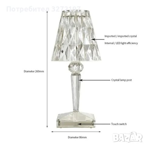 LED настолна акрилна лампа ,16 цвята с дистанционно упр.,USB зареждане,, снимка 8 - Настолни лампи - 43270163