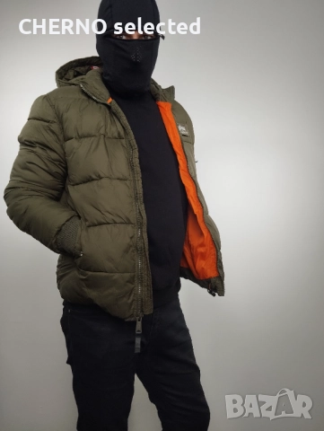 Яке ALPHA INDUSTRIES Hooded Faux Down Puffer – Размер L – Зелен – Отлично състояние, снимка 2 - Якета - 52799556