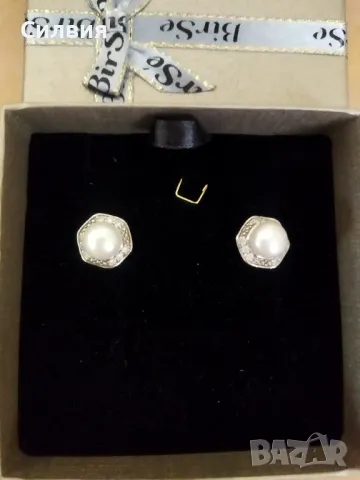 Сребърни обеци със сладководна перла и цирконий 