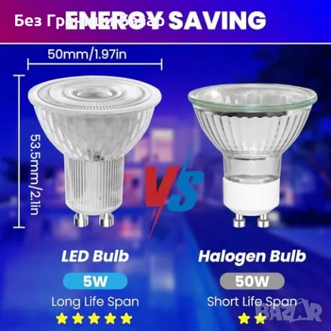 Нови 2 броя GU10 MR16 LED Сини Крушки 5W Акцентно Декоративно Осветление , снимка 4 - Крушки - 49704373