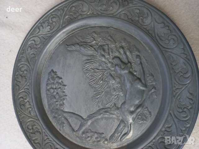 Чиния от цинк, снимка 2 - Антикварни и старинни предмети - 40441050