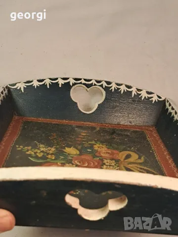 ретро дървен ръчноизрисуван с цветя поднос 22/3, снимка 8 - Декорация за дома - 49199555
