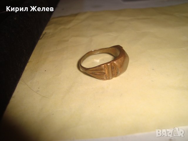 МЕДЕН ПОЗЛАТЕН СТАРИННА ЮВЕЛИРНА МАЙСТОРСКА ИЗРАБОТКА АРТ ДЕКО ПРЪСТЕН 21662, снимка 6 - Антикварни и старинни предмети - 32552521