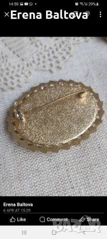 🌸🌷🌿🍀🌸 Винтидж брошка рубин  кабошон , снимка 2 - Други - 49905605