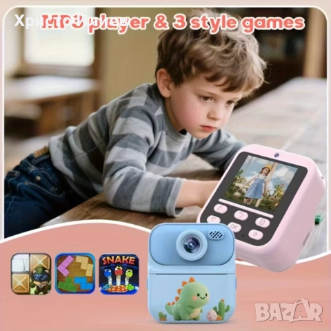 Детски фотоапарат с моментален печат с дисплей принтер , снимка 4 - Фотоапарати - 51805938