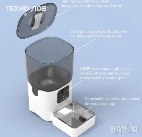 WiFi Автоматична хранилка с камера-нощно и дневно за кучета и котки дозатор храна-PAPIFEED

, снимка 15 - За кучета - 48258505