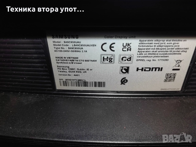 Монитор Samsung LS49S950UAU, снимка 3 - Монитори - 52825610