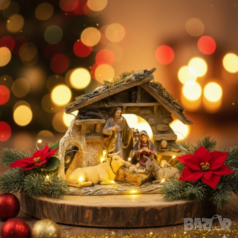 Коледна композиция „Рождество Христово“ – топлина и смисъл в един декор, снимка 6 - Други стоки за дома - 52134046