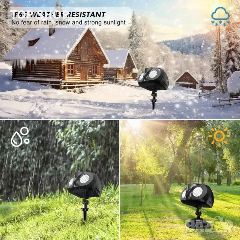 Коледен LED проектор със снежинки за открито, 2 в 1 с дистанционно, снимка 2 - Декорация за дома - 49520189