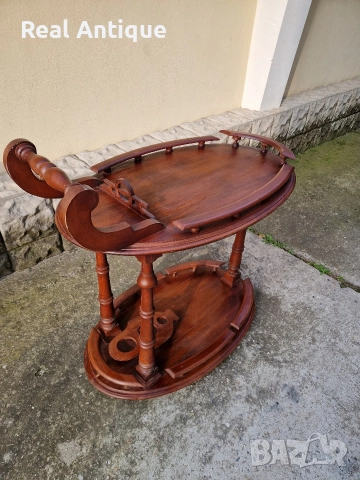 Страхотна антикварна белгийска количка за сервиране масив дърворезба , снимка 4 - Антикварни и старинни предмети - 52653390