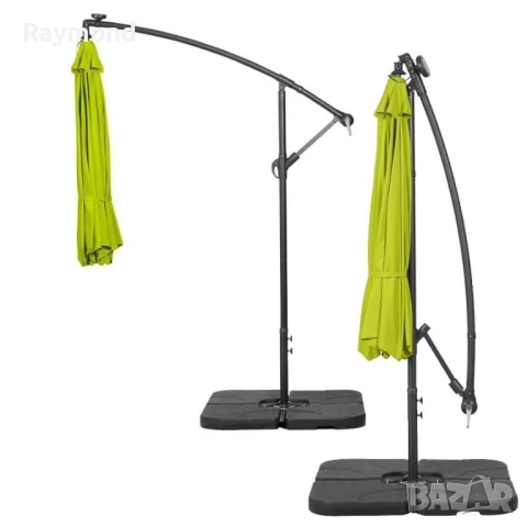 Висящ градински чадър 3м със соларни LED светлини – Зелен, снимка 9 - Градински мебели, декорация  - 51053130