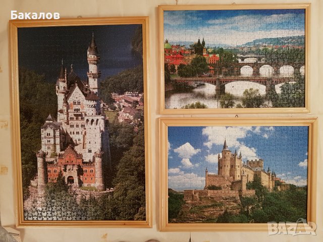 Наредени и залепени на фазер пъзели с лакирана дървена рамка и закачалка, снимка 5 - Други - 38397582