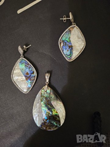 последно  обеци и висулка със седеф, снимка 4 - Бижутерийни комплекти - 43517687