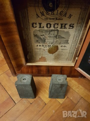 Стар американски стенен часовник, снимка 14 - Антикварни и старинни предмети - 27492639