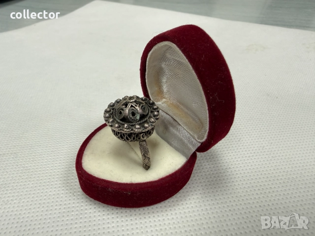 Болярски / филигранен сребърен пръстен. №7796, снимка 5 - Пръстени - 52928609