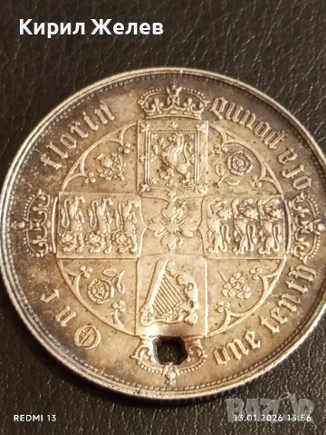 Сребърна монета 1 флорин Кралица Виктория Великобритания 52572, снимка 6 - Нумизматика и бонистика - 53084878