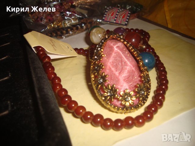 СКЪПОЦЕННО МАРКОВО НОВО МОДНО КОЛИЕ ОГЪРЛИЦА КАМЪНИ КРИСТАЛИ БРОНЗ 20593, снимка 12 - Колиета, медальони, синджири - 33423103