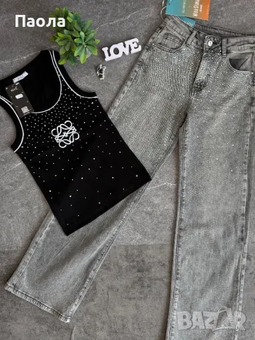 Дамски дънки с камъни , снимка 3 - Дънки - 49684681