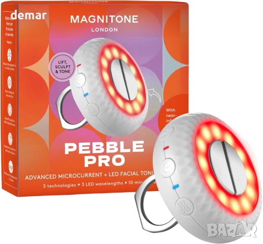 Устройство за тонизиране на лице Magnitone Pebble Pro с микроток и LED