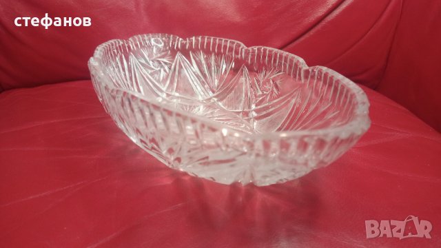 Кристална фруктиера, бонбониера голяма, елипсовидна, снимка 5 - Прибори за хранене, готвене и сервиране - 43639026