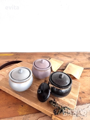 Ръчно изработен комплект за подправки – дъска, 4 съдчета и 3 подправки (изненада), снимка 3 - Аксесоари за кухня - 52683562